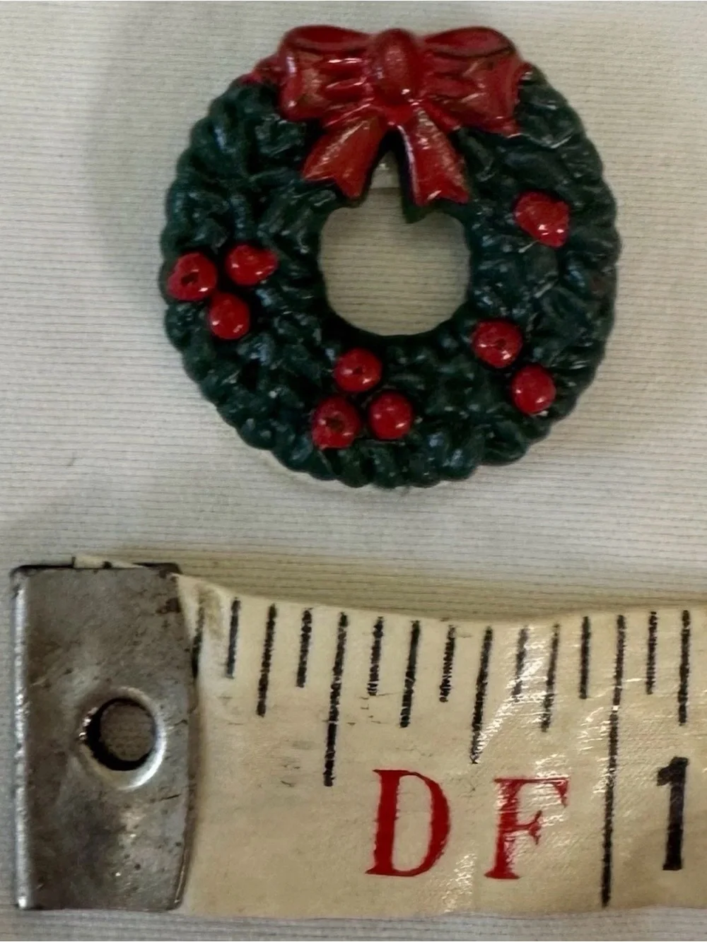 Dollhouse Holiday Wreath Charm with Red Bow Miniature dime sized for crafts